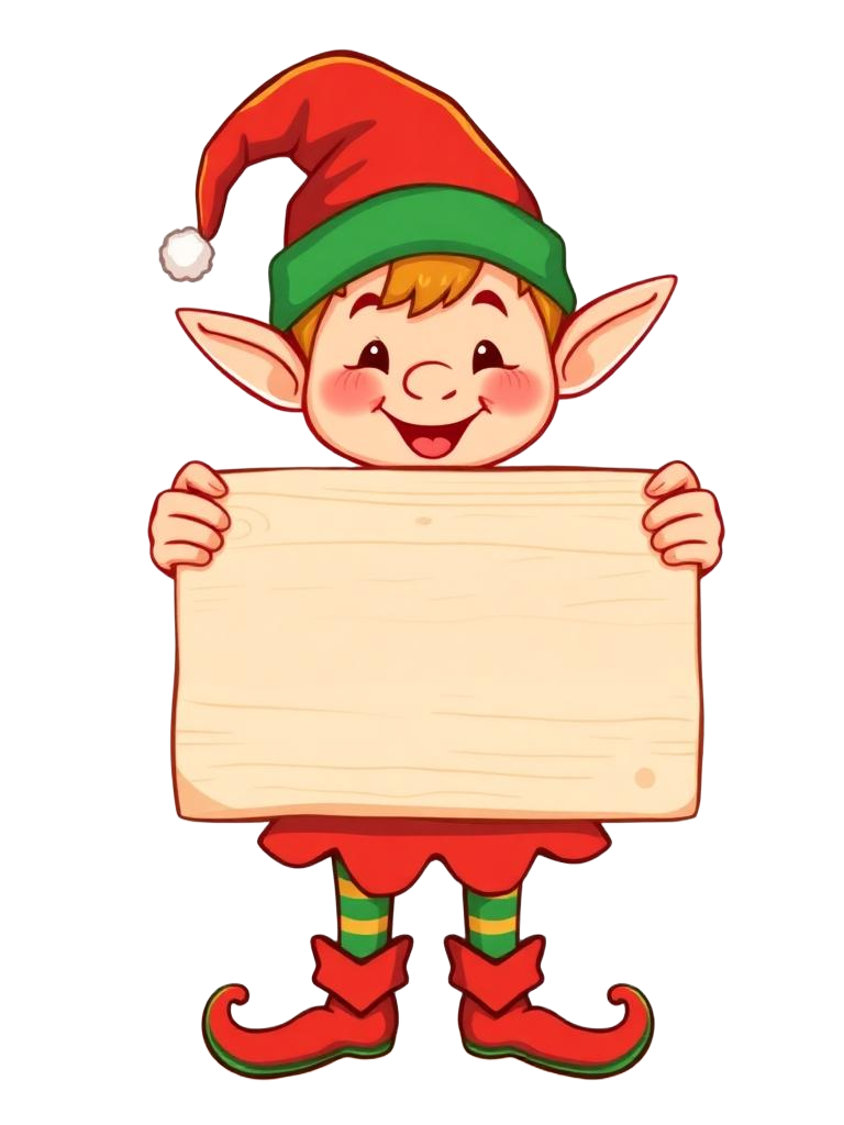 Cartoon elf holding a sign that reads: Hurry, our schedule fills fast